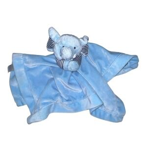 Carters Baby Blue Elephant Lovey‎ Rattle Security Velour Blanket Satin Lined